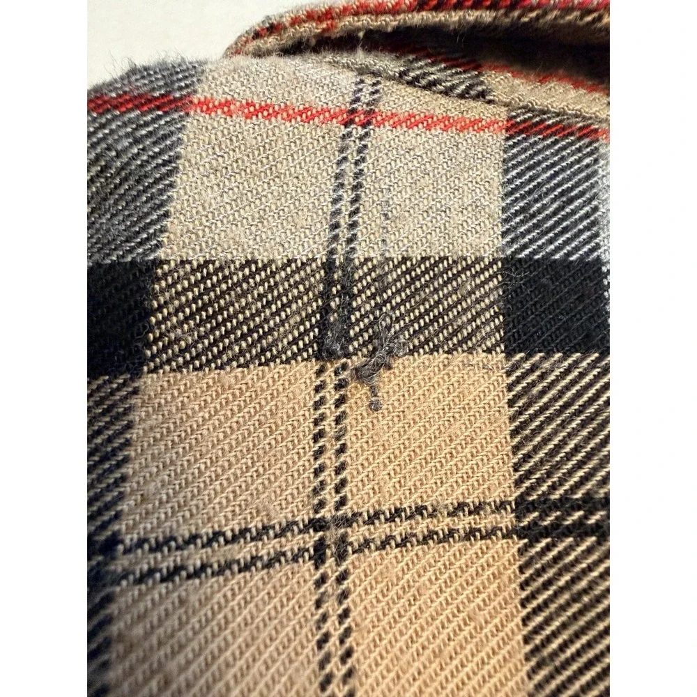 7 Diamonds Luxe Soft Men's Large Tan Gray Black Plaid Check Flannel Shirt